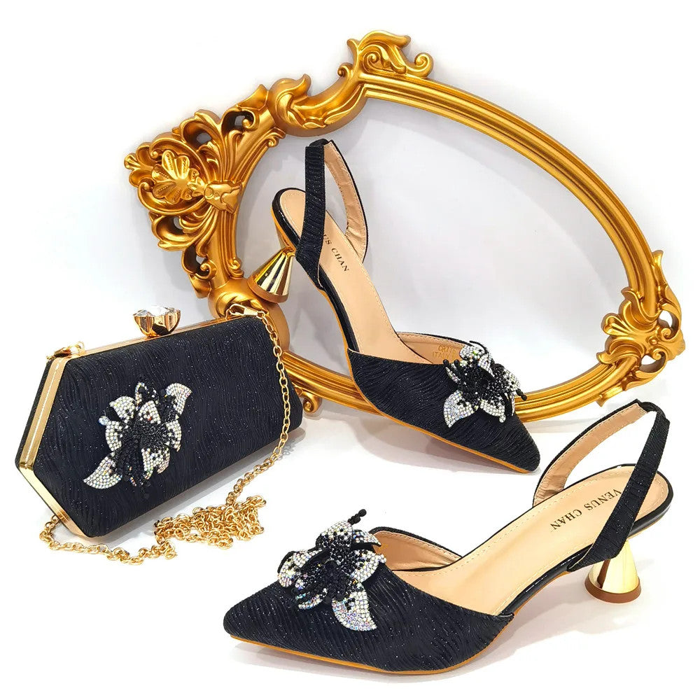 FASHION SHOE Sandals Women 2022 High Heels sexy Green Color Rhinestone Flowers