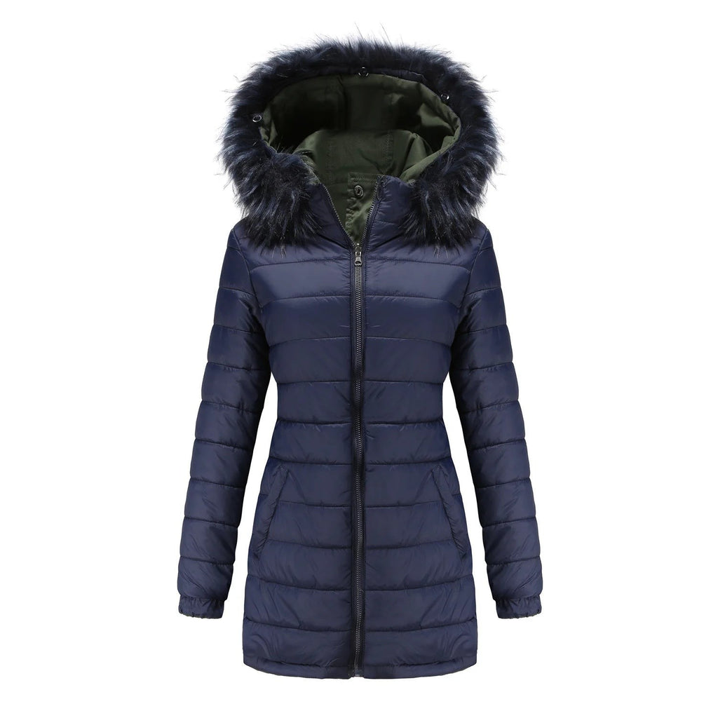 Double Sided Women's winter Thick Detachable Zipper Parka Jacket