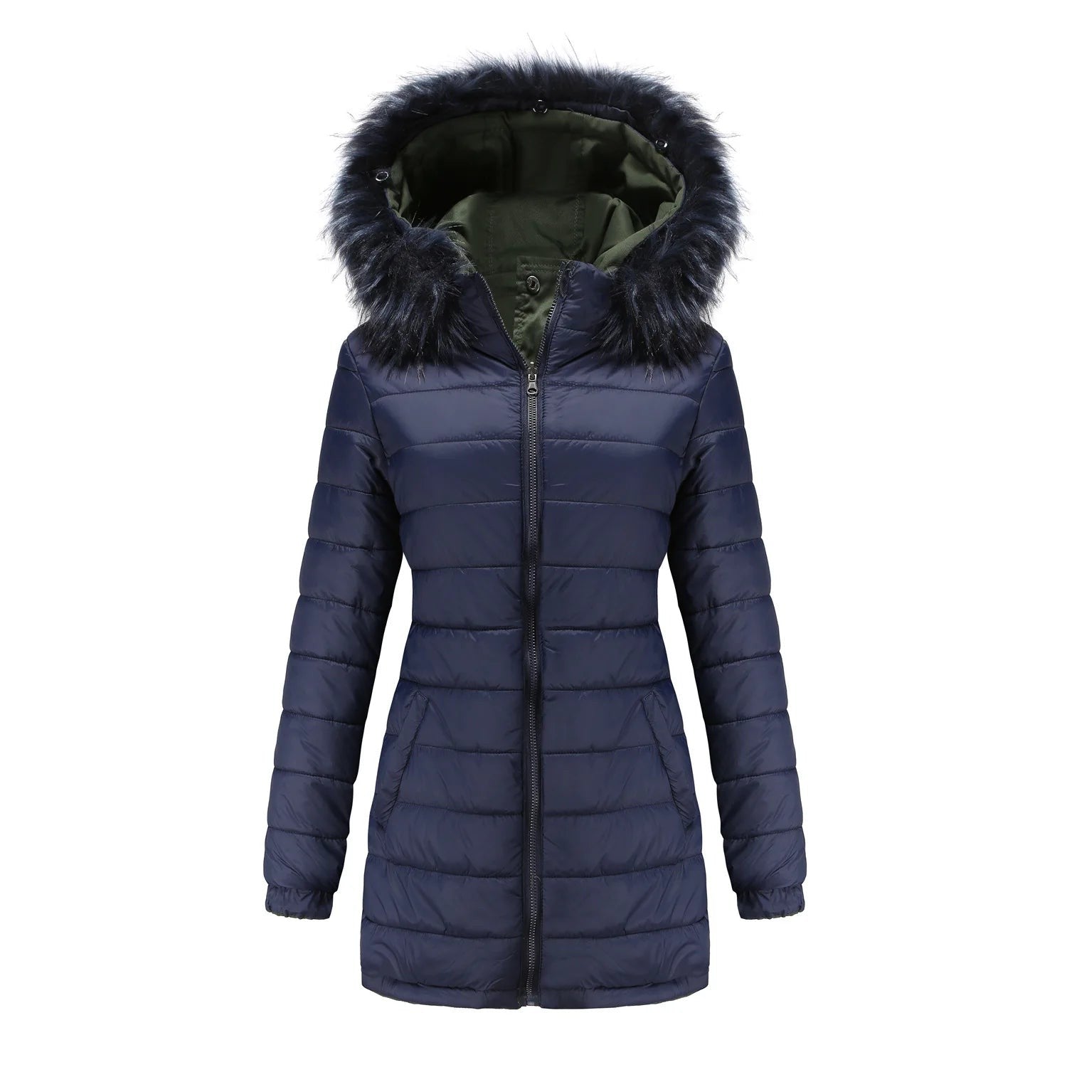 Double Sided Women's winter Thick Detachable Zipper Parka Jacket