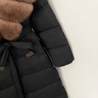 Real Faux Fur Collar Puffer Jacket Duck Down Thick Coat For Women