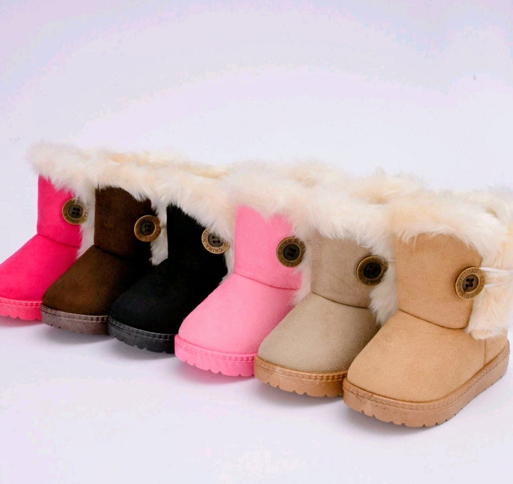 Kids Winter Warm Ankle Snow Boots Boys Girls Pull On Fur Lined Toddlers Shoes