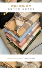 High Quality 100% Pure Wool Plaid Scarf Women Couples Winter Autumn Soft Warm