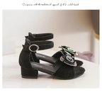 Girls' Sandals Summer New High Heel Soft-soled Princess Shoes Fashion Bow Roman