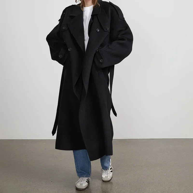 Women's Winter Double Breasted Long Sleeve Lapel Blends Jacket