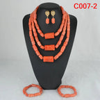 Fashion African Jewelry Set Nigerian Wedding Orange Coral Jewelry Set for Bride