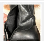 Vintage Black Western Cowboy Boots for Women Heels PU Leather Ankle Booties
