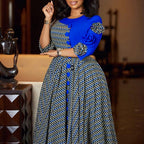 Elegant Rich Dashiki Traditional African Gowns for Women 3/4 Sleeve for Party
