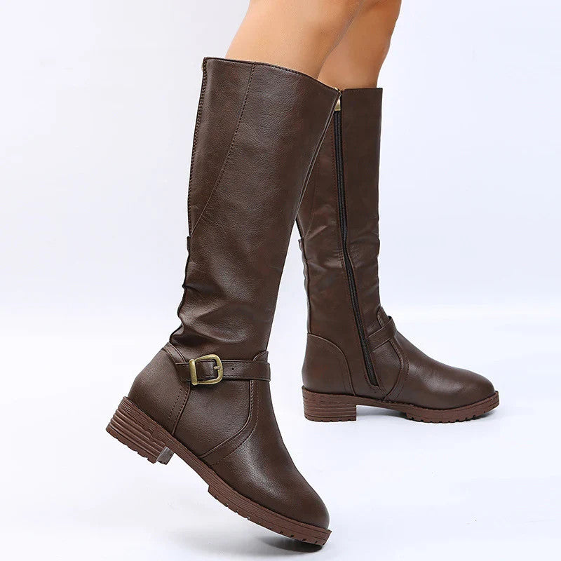 Women Knee High Platform Long Boots Pu Leather