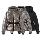 Women's warm skiing series waist down cotton jacket winter new hooded slim fit