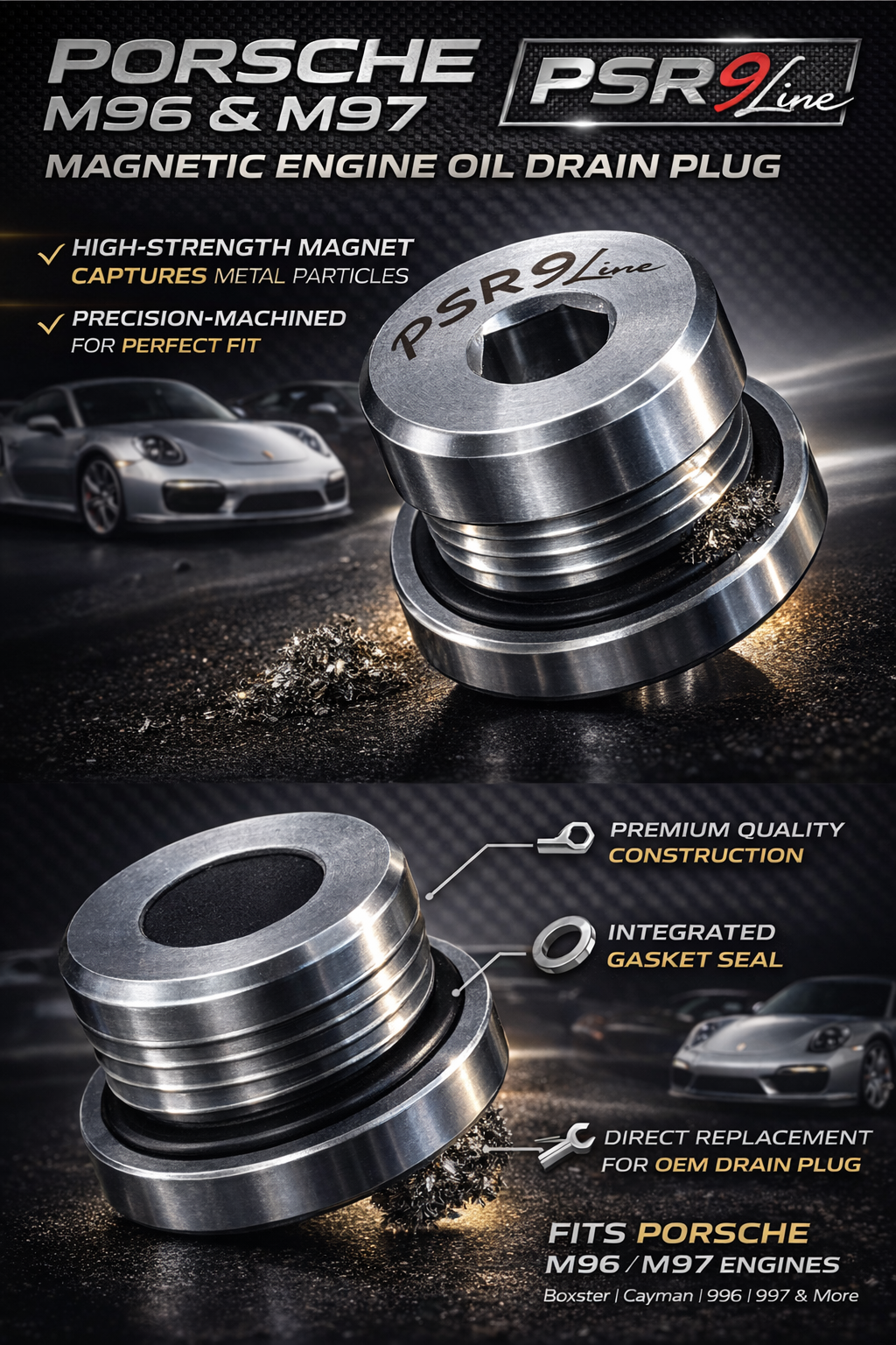 Porsche's Oil Magnetic Drain Plug & Washer Engine Protection for 986 987 996 997
