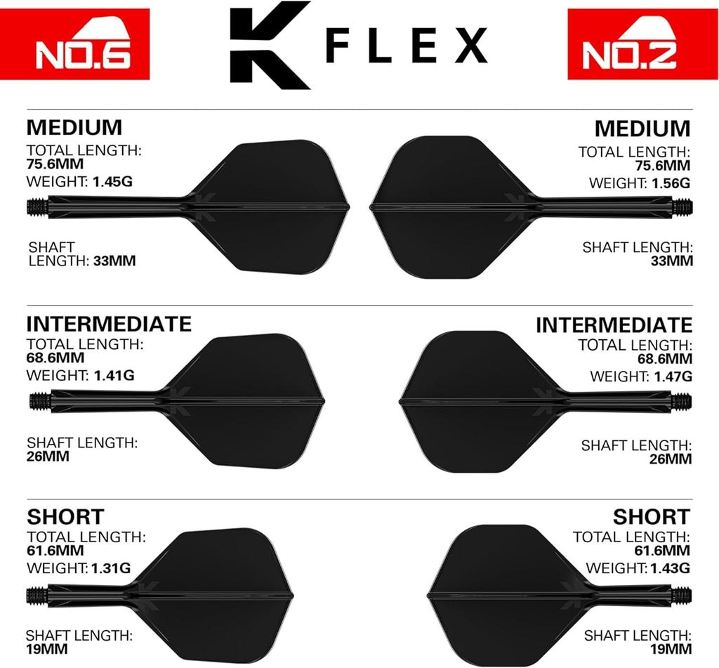 Target Darts K-Flex Flight System No2 Standard  - Black - Short - 19mm