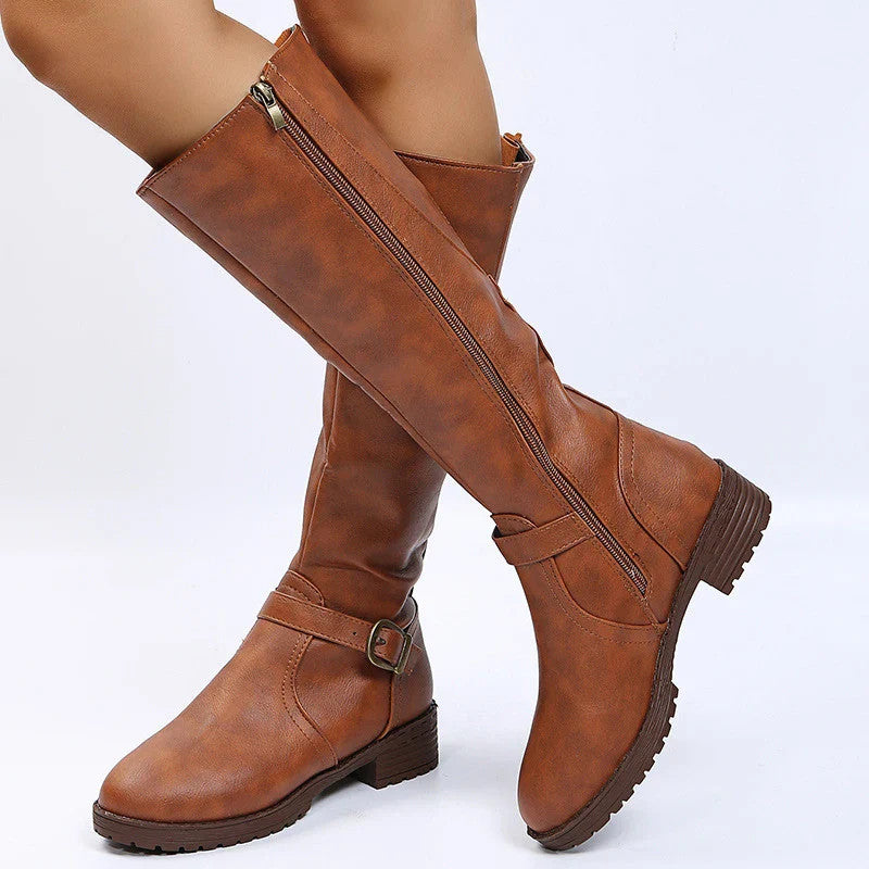Women Knee High Platform Long Boots Pu Leather