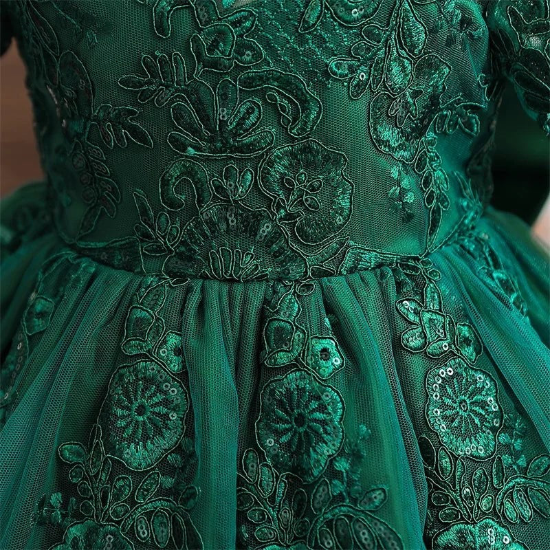 Girls And Toddler Long Sleeve Lace Birthday Tutu Princess Dress