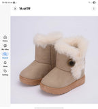 Kids Winter Warm Ankle Snow Boots Boys Girls Pull On Fur Lined Toddlers Shoes