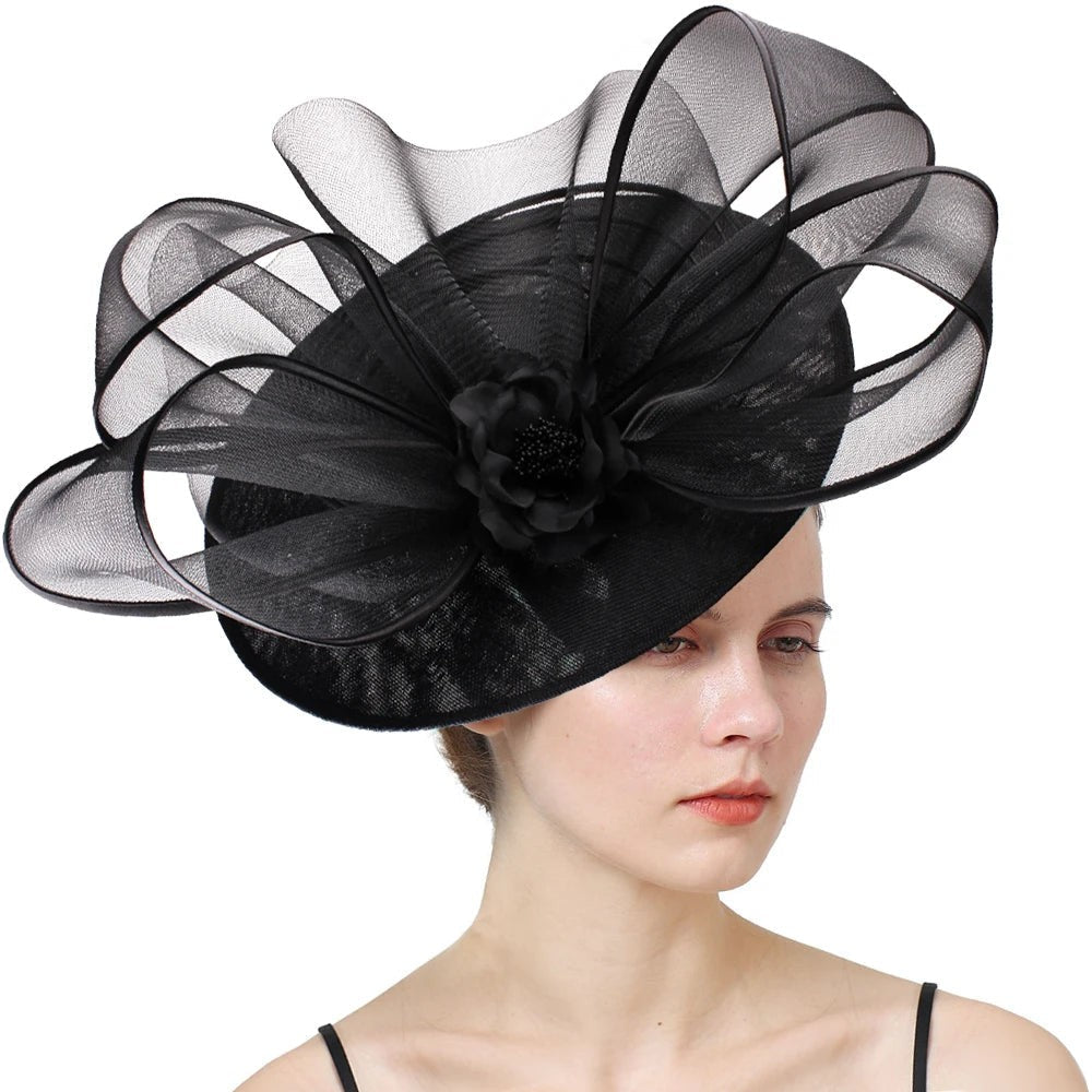 Elegant Wedding Big Size Fascinator Hat Women Flower Multimodal Hair Top Clips
