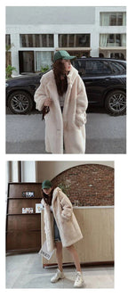 Winter Women's Faux Rabbit Fur Coat Hooded Thick And Plush Jacket