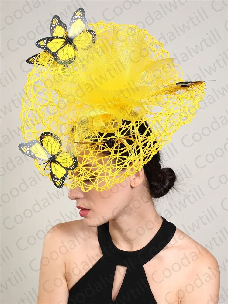 New Fascinator Wedding Headpiece Women Butterfly Headwear For Church Derby Hat