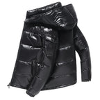 High Quality Outdoor Windproof Hooded Shiny Down Mens Jackets
