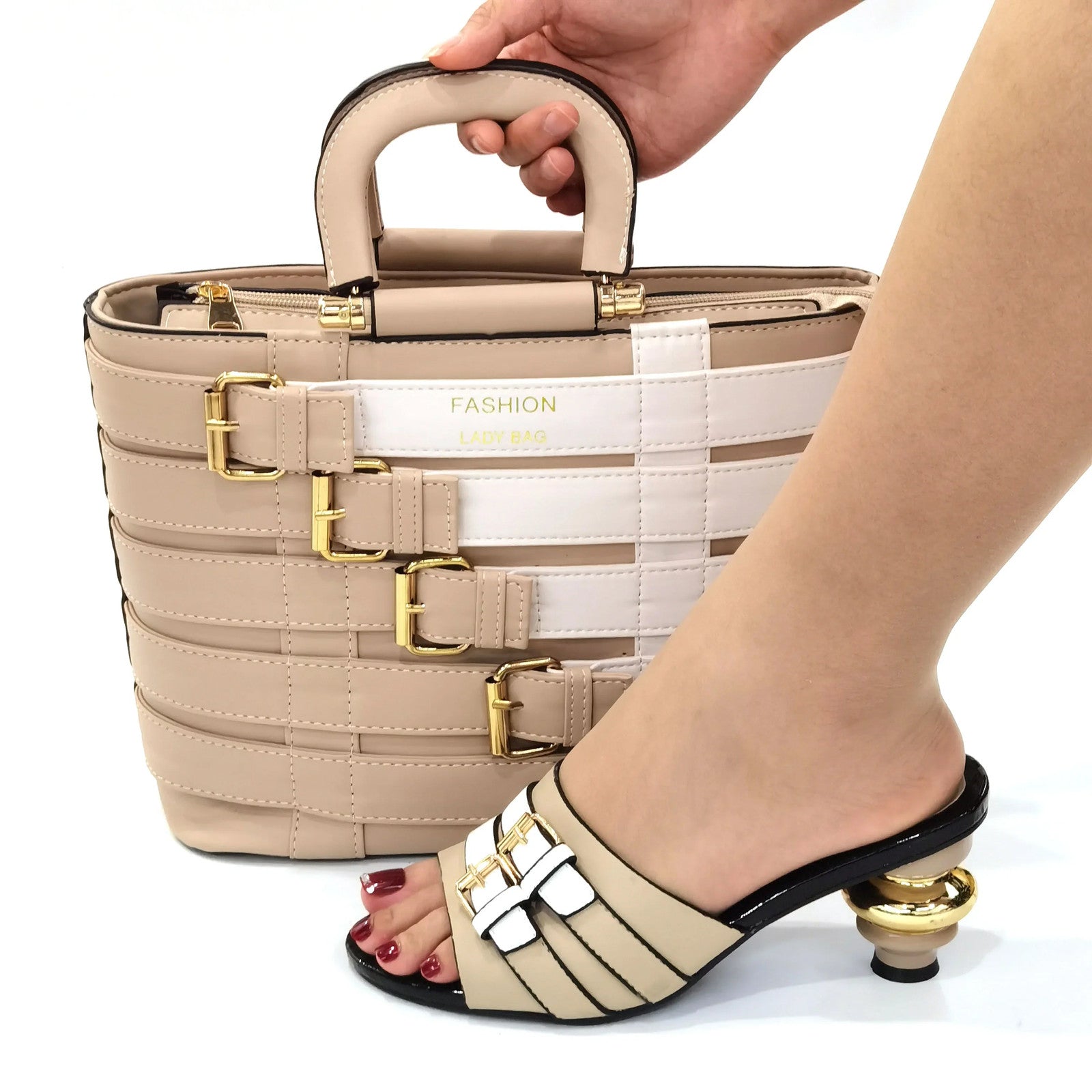 Latest Design Nigerian Women Shoes and Bag Set Plus Size Women Shoes 43 Ladies