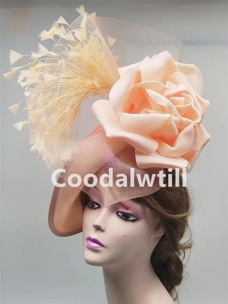 Big Flower Fascinator Derby Hat Women Party Dinner Headpiece Royal Ascot
