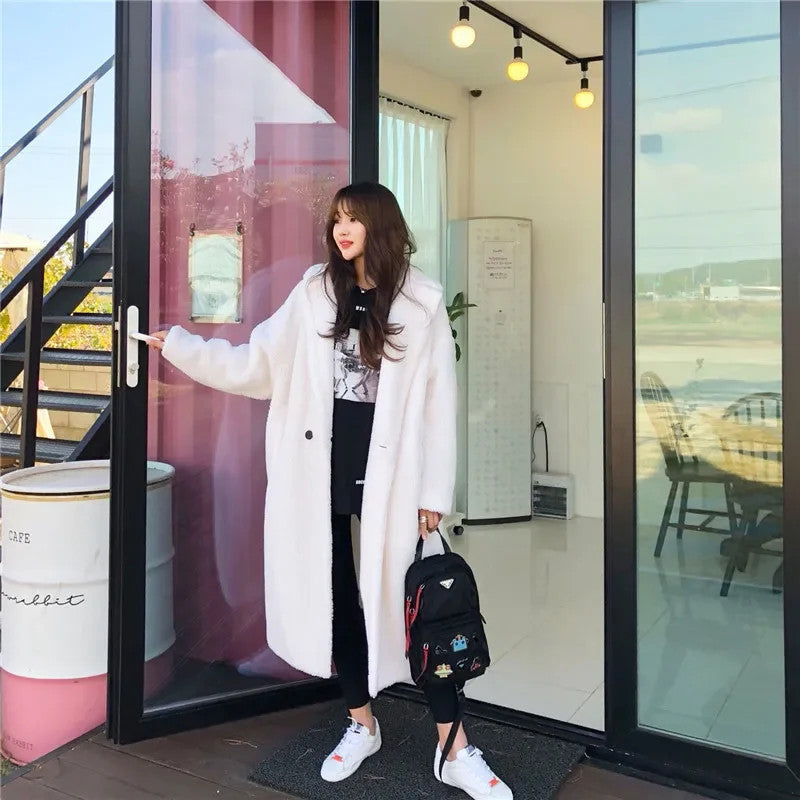 Women's Lamb Fur Coat Warm Autumn Winter Outerwear Jacket