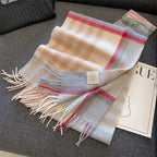 High Quality 100% Pure Wool Plaid Scarf Women Couples Winter Autumn Soft Warm