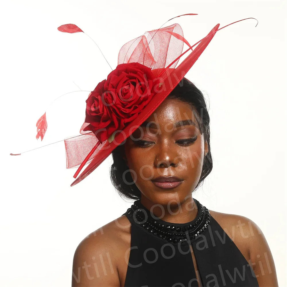 Big Flower Fascinators Hat Headpiece Women Kentucky Church Millinery Cap Ladies