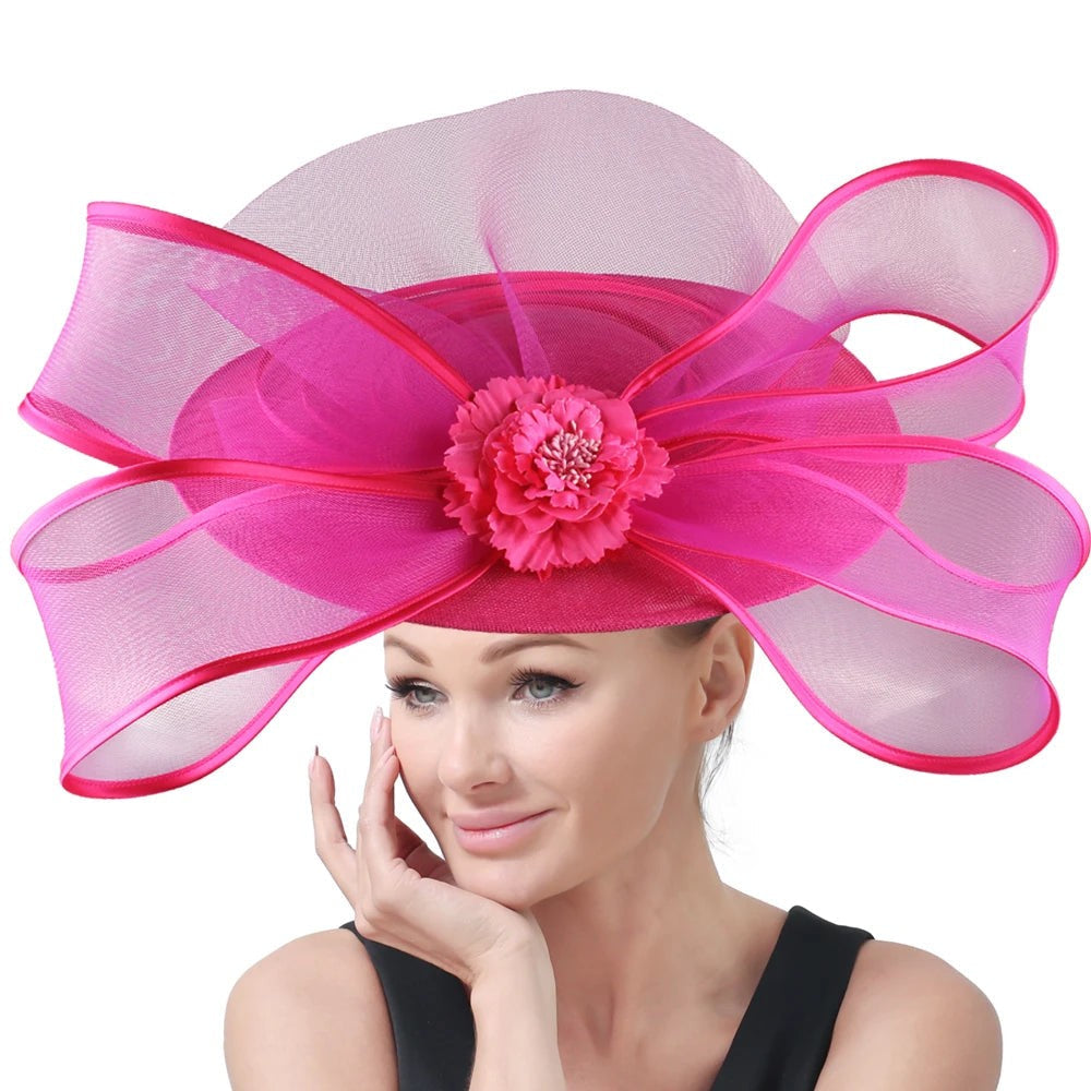 Elegant Wedding Big Size Fascinator Hat Women Flower Multimodal Hair Top Clips