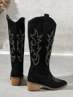 Women Chelsea Cowboy Knee High Boots for Women Mid Heels Walking Shoes Winter
