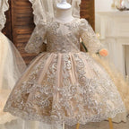 Girls And Toddler Long Sleeve Lace Birthday Tutu Princess Dress