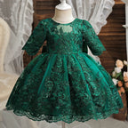 Girls And Toddler Long Sleeve Lace Birthday Tutu Princess Dress