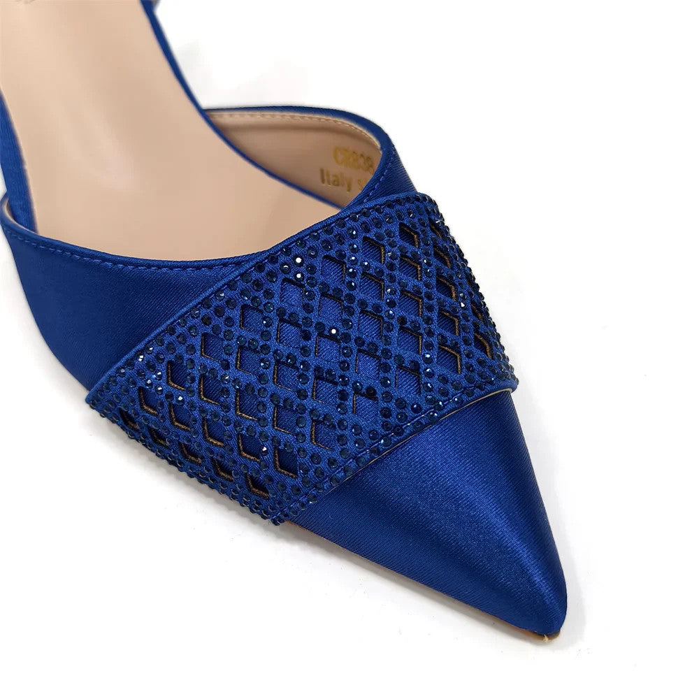 Women's Italian Party Shoes and Bag Set With Elegant Diamond Butterfly