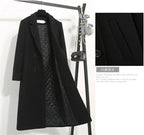 Women's Winter Classic Black Woolen Mid-Length Woolen Blend Overcoat