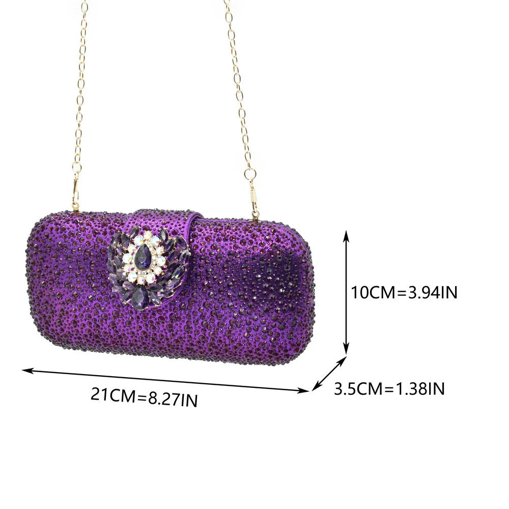 Elegant Italian Women's Rhinstone Pumps Heels Shoes and Bag Set To Match for