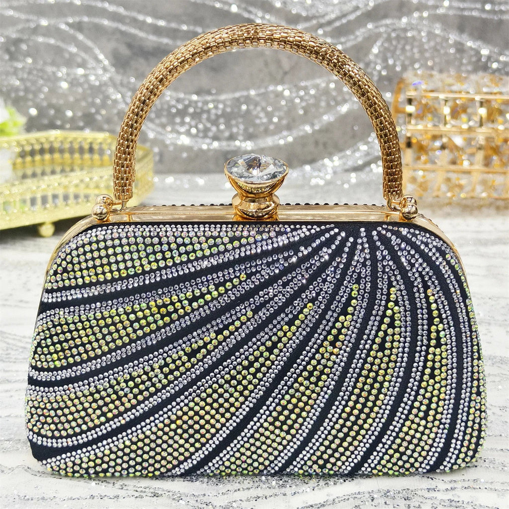 Women's Italian Diamond Studded Shoes and Bag Matching Set