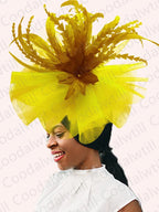 Kentucky Derby Big Fascinator Hat Women Wedding Elegant Feather Pillbox Cap