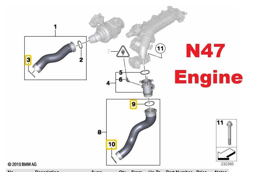 BMW Turbo Intercooler Hose Seal Ring 13718596850 For N47 N57 B47 B57 N55 Engines