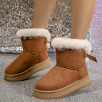 New Fashionable Bow Round Toe Elegant Snow Boots