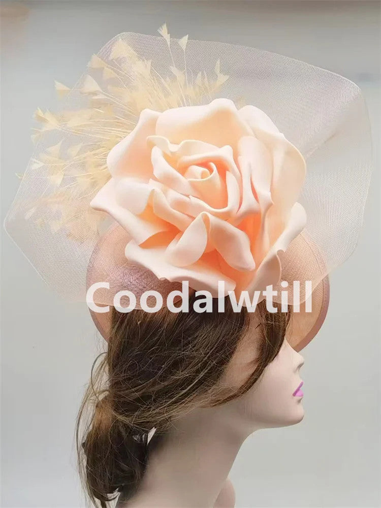 Big Flower Fascinator Derby Hat Women Party Dinner Headpiece Royal Ascot