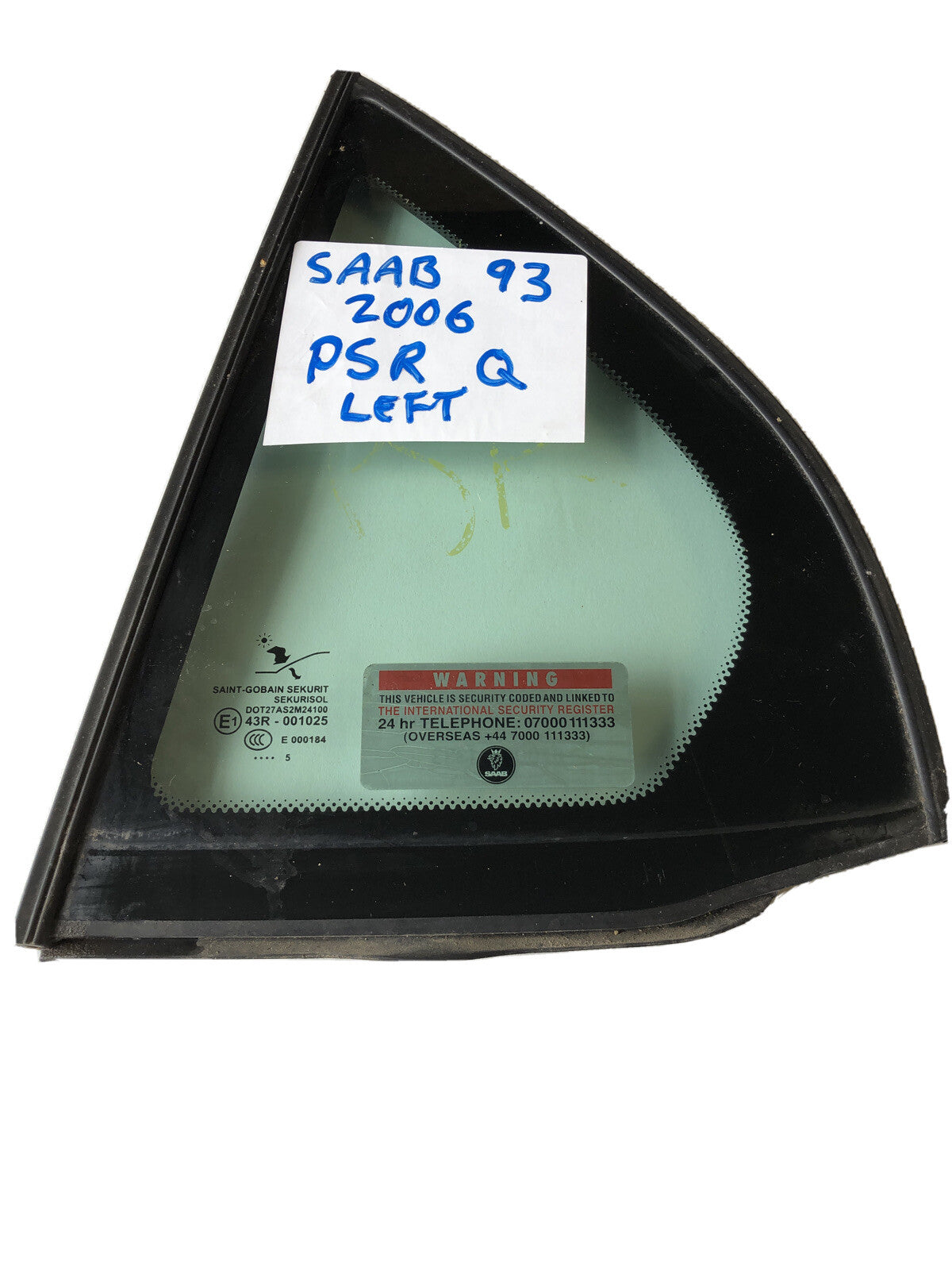 Saab 93 2006  Left Rear Quarter Glass Window