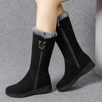Warm Chelsea High Fur Boots Women 2025 Winter Shoes for Women Chunky Mid-calf