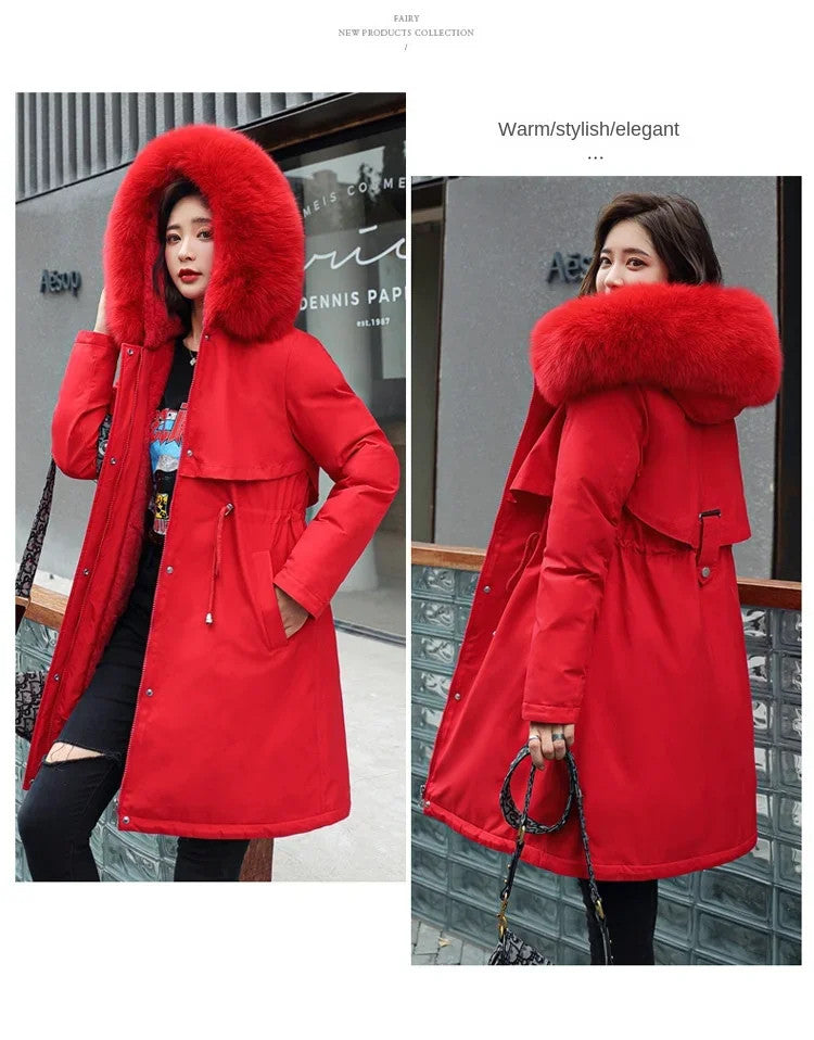 Women's Winter Parka Hooded Fur Collar Jacket