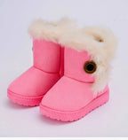 Kids Winter Warm Ankle Snow Boots Boys Girls Pull On Fur Lined Toddlers Shoes