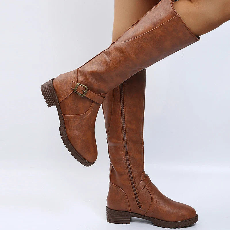 Women Knee High Platform Long Boots Pu Leather