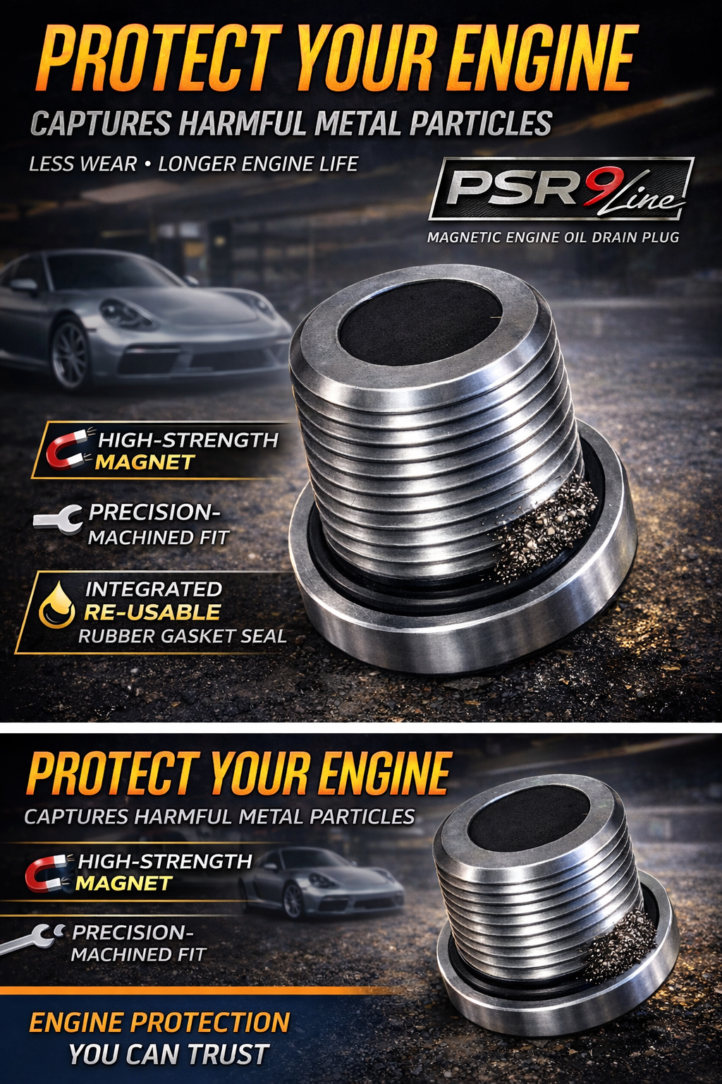 Porsche's Oil Magnetic Drain Plug & Washer Engine Protection for 986 987 996 997