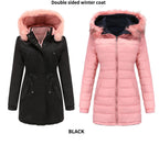 Double Sided Women's winter Thick Detachable Zipper Parka Jacket