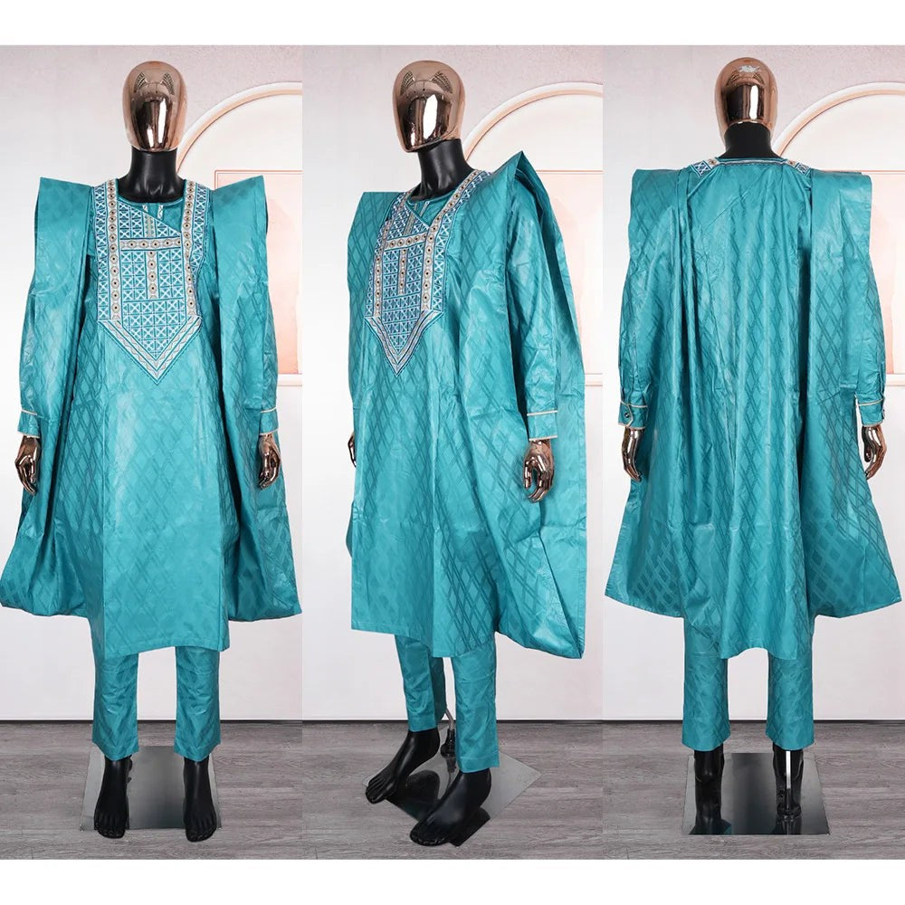 Elegant African Dresses for Women Traditional Bazin Embroidery Wedding Party