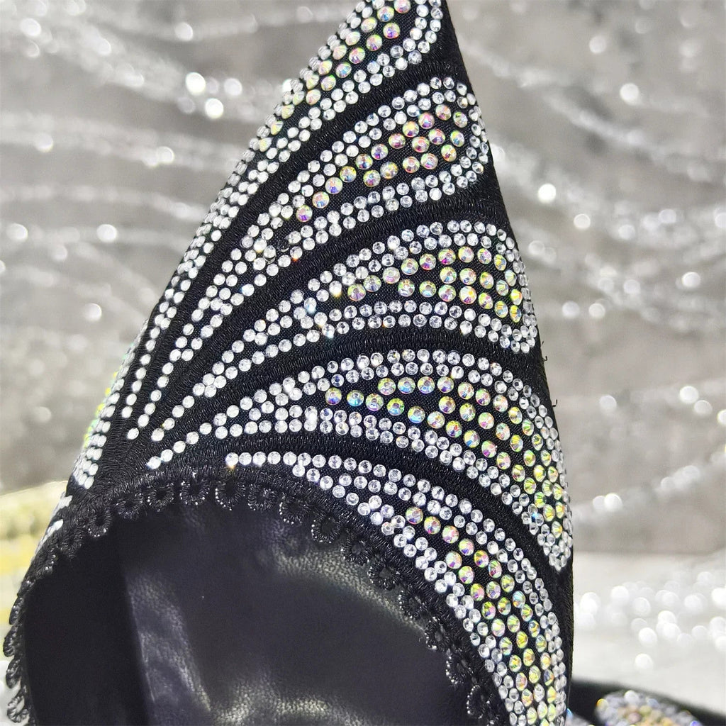 Women's Italian Diamond Studded Shoes and Bag Matching Set