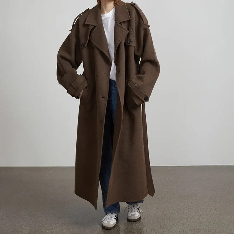 Women's Winter Double Breasted Long Sleeve Lapel Blends Jacket