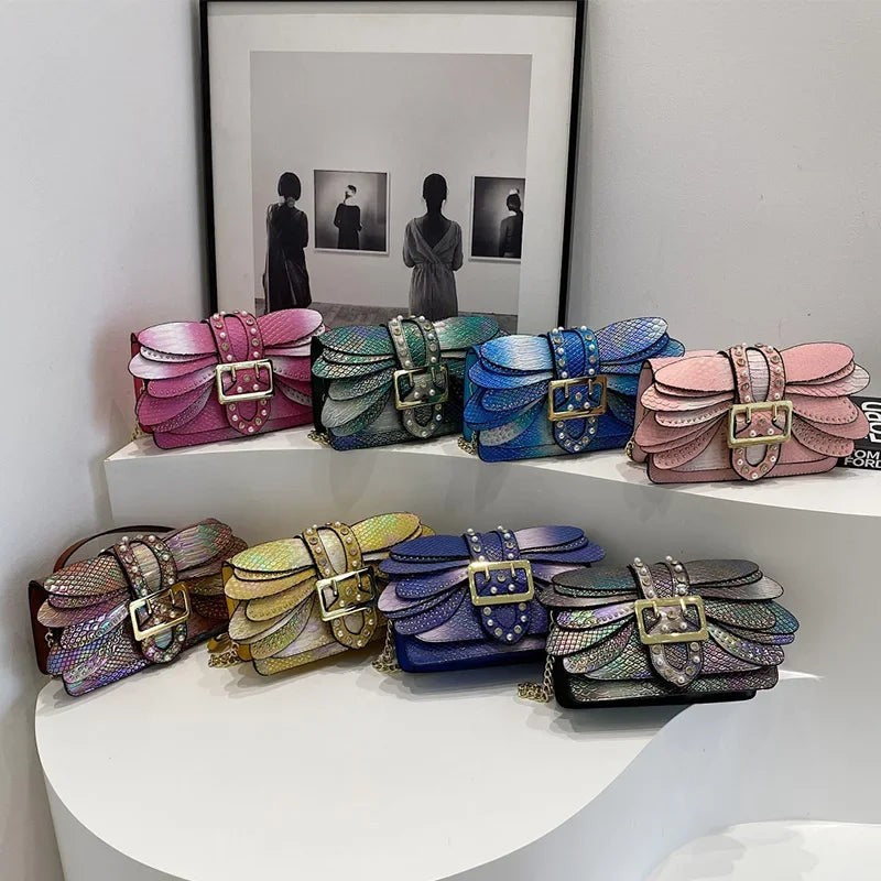 2024 New Handmade Rivet Butterfly Wing Crossbody Bag Women Designer Handbag And